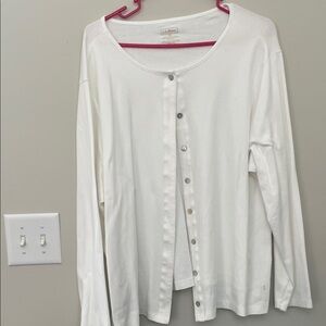 L.L. Bean White Button-Up Top
